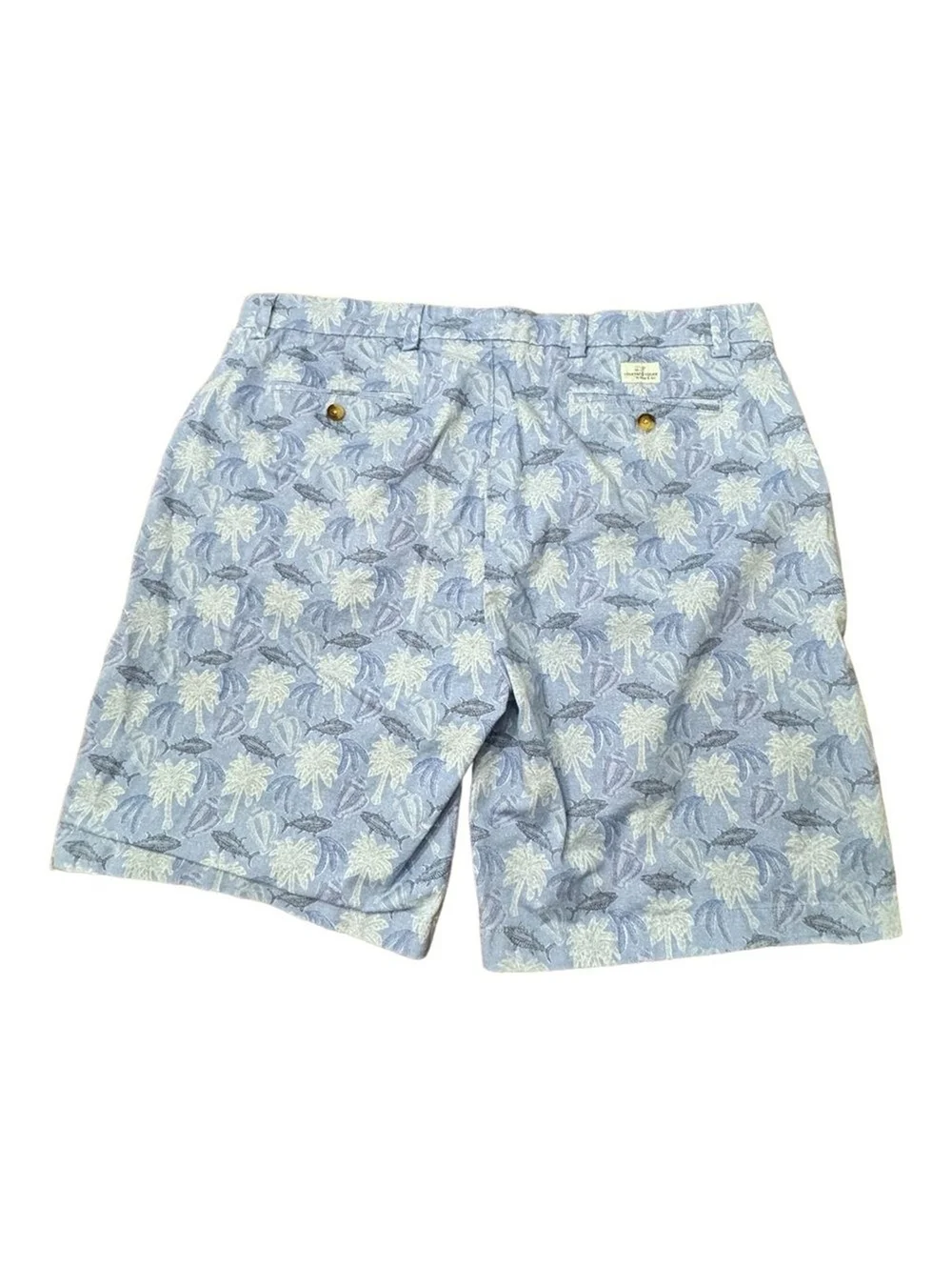 Vineyard Vines Breaker Shorts Blue Fish Palm Trees Tropical Beach Men’s Size 40